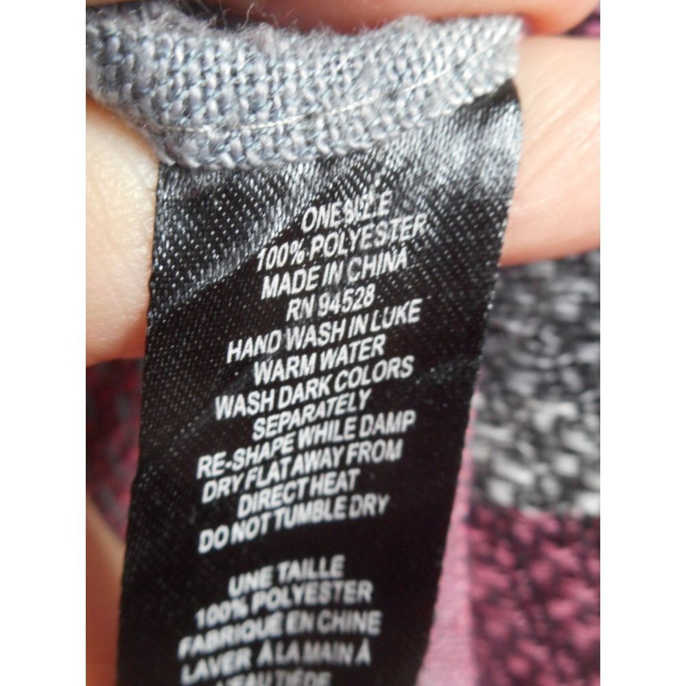 Pink Grey checked fringe woven Scarf Shawl Wrap 26 x 72 inches - Picture 3 of 3